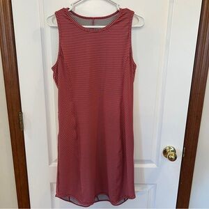 Title Nine Like NEW Brick/Gray Striped “Buttah” Collection Sleeveless Dress